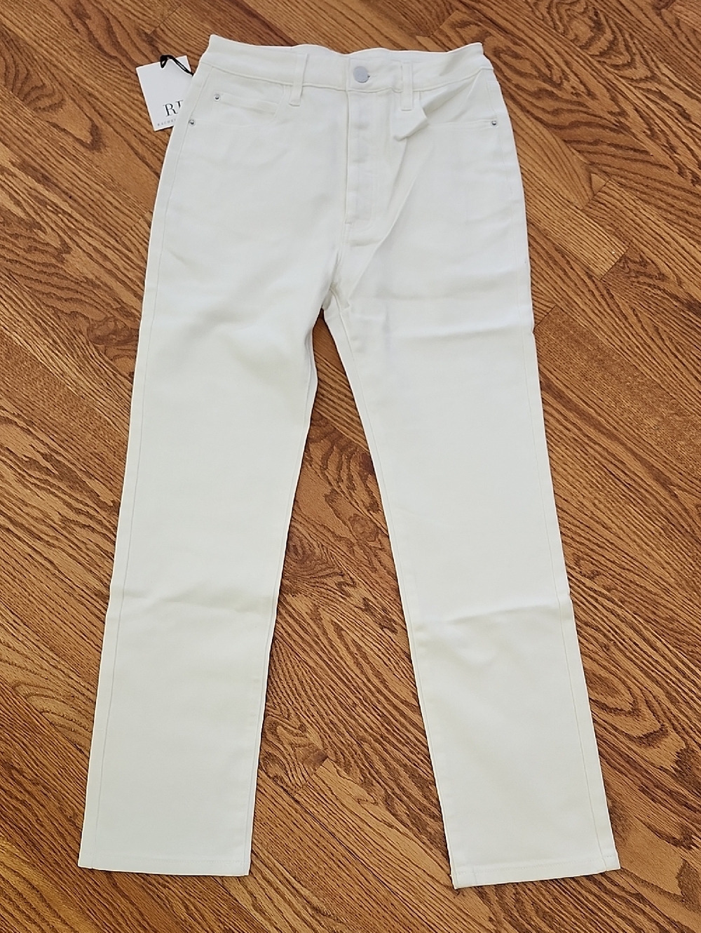 RACHEL PARCELL Straight Leg White "Girlfriend Fit" Jeans - New